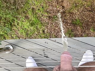 Pansexual Hairy Man Pissing in the Bush -POV
