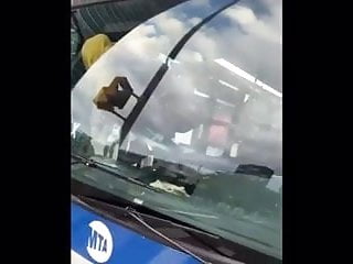 black girl pissing on dashboard in public bus