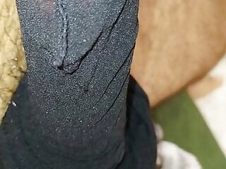 Black pantyhose with handjob