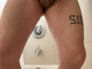 Morning shower masturbation