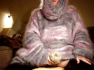 Mohair pink and grey masturbation