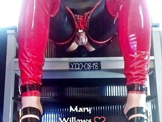 Mary Willows onlyfans sissygasm in chastity riding dildo