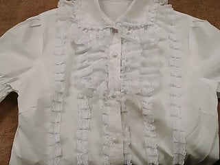 New white blouse used as a cum rag