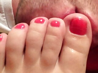 Sucking my wife&rsquo;s beautiful red toes