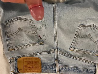 Wank and cum on jeans 
