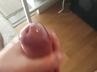 Wanking with cockring and oil