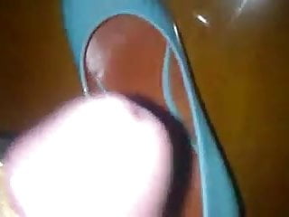 cum in NOT sister&#039;s blue wedge heels