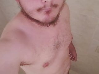 White boy in shower