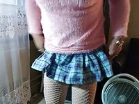 Pink sweater  schoolgirl skirt 9 | Tranny Update