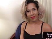 Classy black trans queen solo jerking session