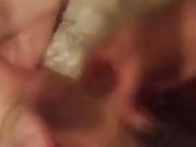 Cumming on a guy's face and chest