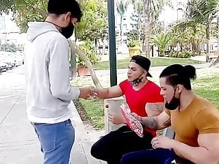 Horny brothers help the candy seller