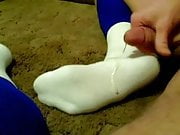 Huge cumshot on white socks 3