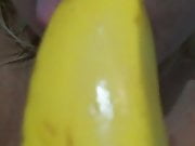 Hot milf sucks on huge banana