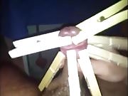 Great cumshot with clothespins