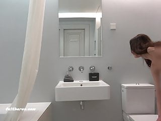 REAL Hidden Cam! Nice ass changing in bathroom!