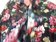 Wanking and cumming in new floral flowy skirt