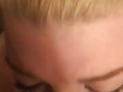 Curvey Blond gaging on cock