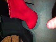 cumming black and red ankel boots