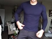 Sexy man dancing for his girlfriend
