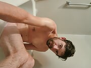 In the bath wanting a daddy to get my back.