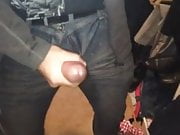 Stroking in front of mirror