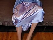 Silky Satin Party Prom Skirt with Silky Petticoat