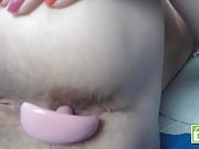 30 mins close up hairy asshole teasing with beads inside