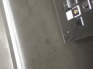 Cumshot in a lift