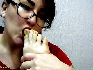 Fetish, Mature Soles, Toe Sucking, Glasses Girl, Webcam