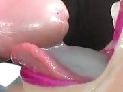 Closeup cum in mouth