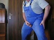 grandpa masturbate in blue overall