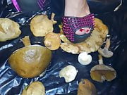 Lady L crush  mushrooms with extreme gaga high heels.