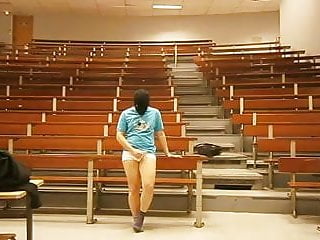 Gay exhibtionist stripping in lecture hall...