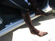 geting out of the car ion boots