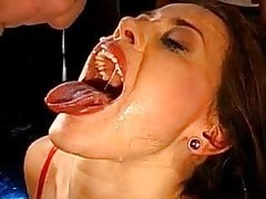 Cumshot in mouth and face