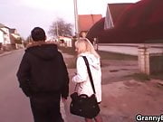 Lad picks up blonde granny and bangs her