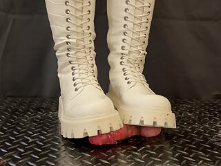 Dangerous Cock Trample, White and Black Combat Boots with TamyStarly - Bootjob, Ballbusting, CBT, Trampling, Cock Crush