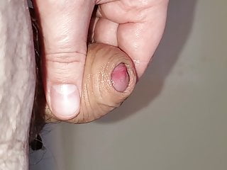 Slow stroking cum covered cock...