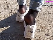 Sneaker girl Fila Destrudor Shoeplay Nylon feet and Crush 