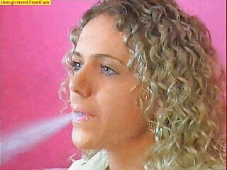 Curly Haired Blonde Smoking Hookah