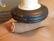 Vibrator on pantyhose sheathed cock (no cum)