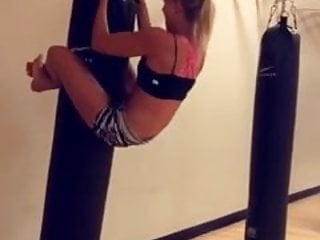 blonde dry humps a kick bag! (non-nude)