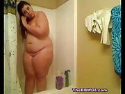 Yummy Chubby BBW GF taking a shower and washing her big ass