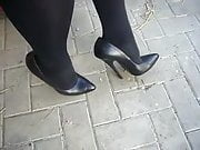 Black Leather High Heels Pumps with 17cm