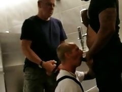 BBC being sucked by a blond guy in a public toilet