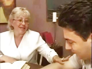 Granny teacher flirts with her student...