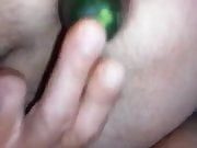 Dude takes cucumber in his ass, short clip, but makes my day