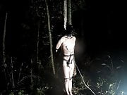Selfbondage orgasm in the dark forest