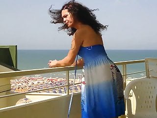 Blue Dress Balkony...